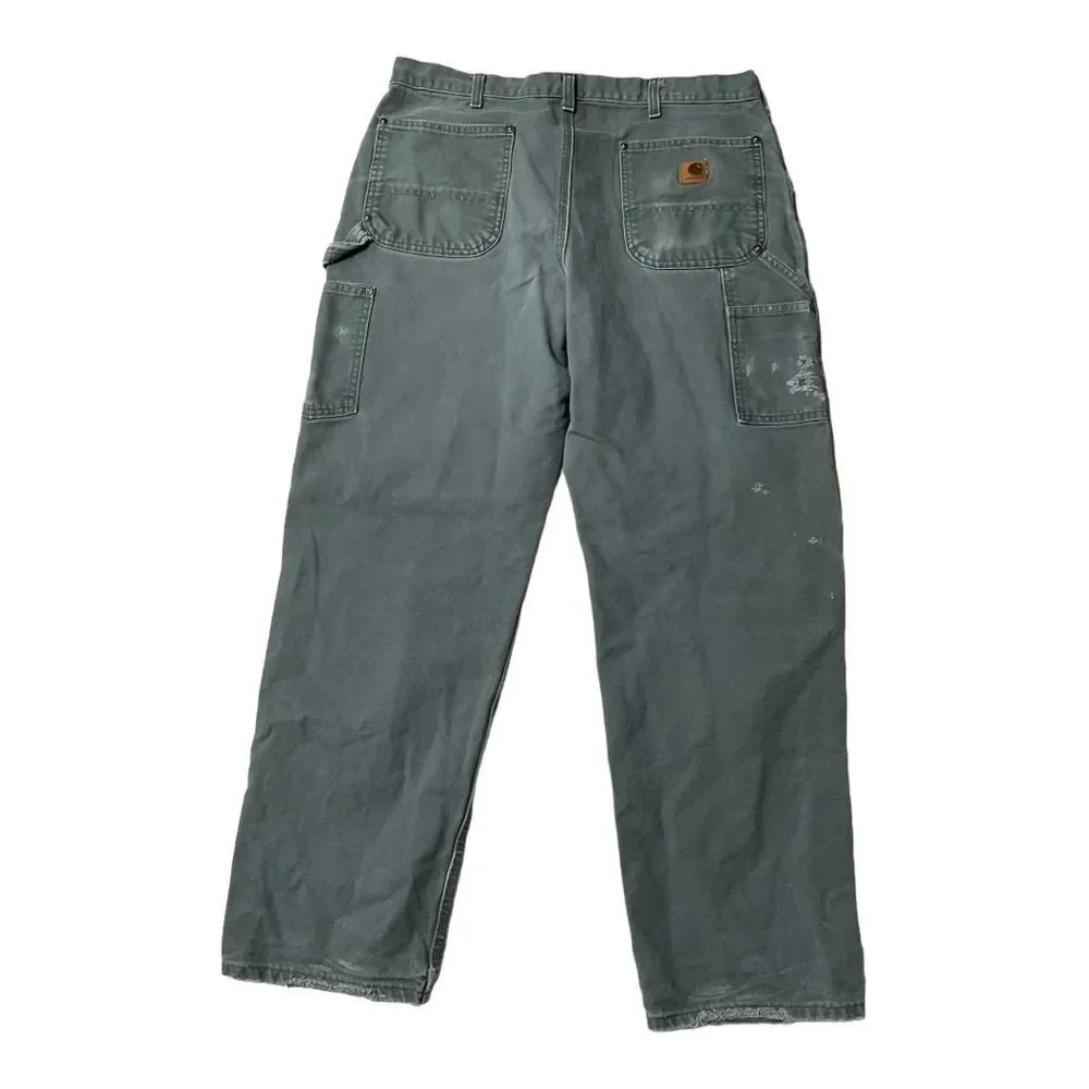 Carhartt Canvas Carpenter Distressed Cargo Pants Size W34/L32 - Picture 8 of 15
